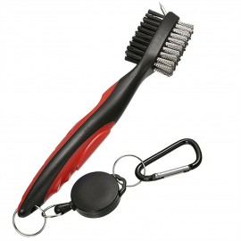 Golf Club Brush Dual Brush Heads Retractable Zip-line Cord Golf Club Groove Cleaning Tool